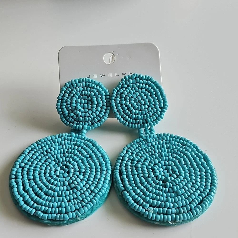 NWT Turquoise Beaded Statement Earrings